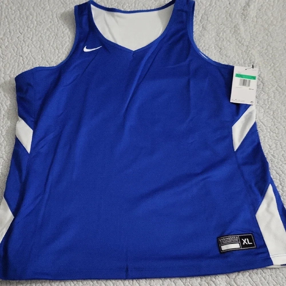 Nike Royal Blue and White Sports Tank